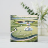 Golf mit Text auf dem Golfplatz Aquarellfarben Dankeskarte (Stehend Vorderseite)