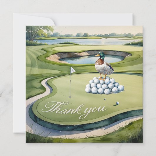Golf mit Text auf dem Golfplatz Aquarellfarben Dankeskarte (Vorderseite)