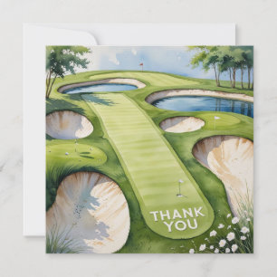 Golf mit Text auf dem Golfplatz Aquarellfarben Dankeskarte