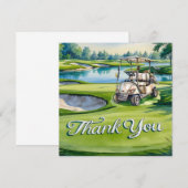 Golf mit Text auf dem Golfplatz Aquarellfarben Dankeskarte (Vorne/Hinten)