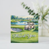Golf mit Text auf dem Golfplatz Aquarellfarben Dankeskarte (Stehend Vorderseite)