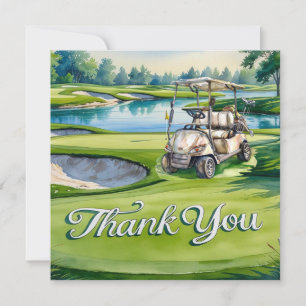 Golf mit Text auf dem Golfplatz Aquarellfarben Dankeskarte