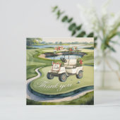 Golf mit Text auf Golfplatz Hochzeit Dankeskarte (Stehend Vorderseite)