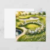 Golf mit Text auf Golfplatz im Wasserfarbstil Dankeskarte (Vorne/Hinten)