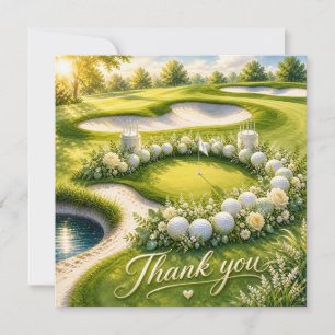 Golf mit Text auf Golfplatz im Wasserfarbstil Dankeskarte