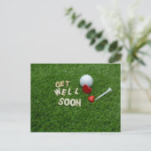 Golf Mit Text und Ball auf Grün wird Golf bald bes Postkarte (Stehend Vorderseite)