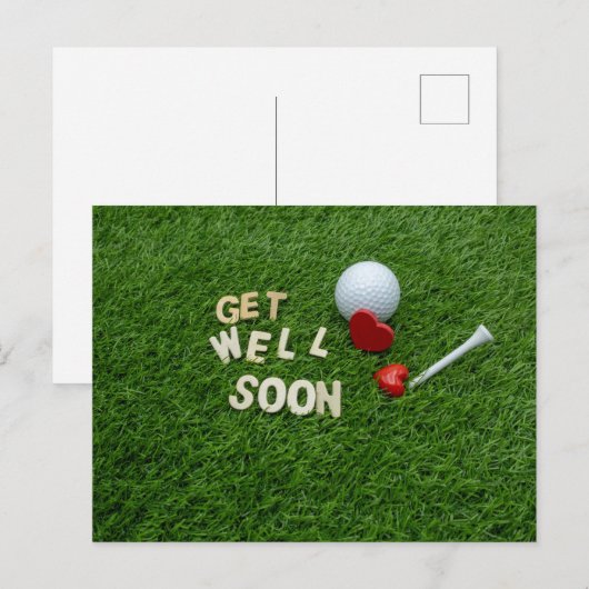 Golf Mit Text und Ball auf Grün wird Golf bald bes Postkarte (Vorne/Hinten)