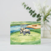 Golf Mit Text und Ball auf Grün wird Golf bald bes Postkarte (Stehend Vorderseite)