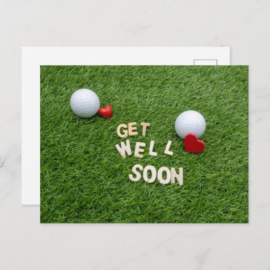 Golf Mit Text und Ball auf Grün wird Golf bald bes Postkarte (Vorne/Hinten)