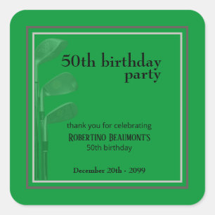 Golf Modern Corporate Grün Schwarz 50. Geburtstag Quadratischer Aufkleber