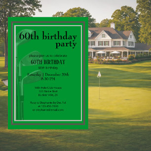 Golf Modern Corporate Grün Schwarz 60. Geburtstag Einladung