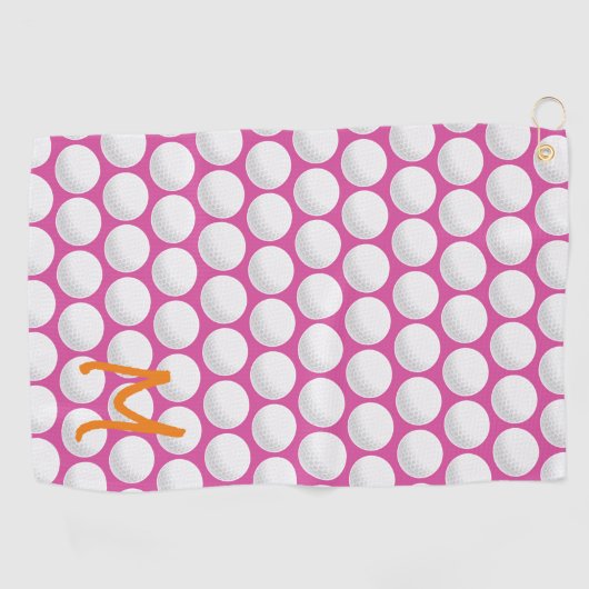 Golf Modern Pink White Orange Golf Erstklassiger S Golfhandtuch (Horizontal)