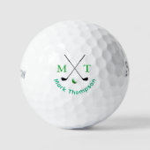 Golf Modern Typografy Green Monogram Golfball (Vorderseite)