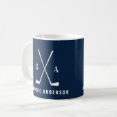 Golf moderne Typografie erste Monogramm Marine bla Kaffeetasse (Vorderseite Links)