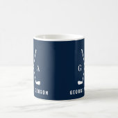 Golf moderne Typografie erste Monogramm Marine bla Kaffeetasse (Mittel)