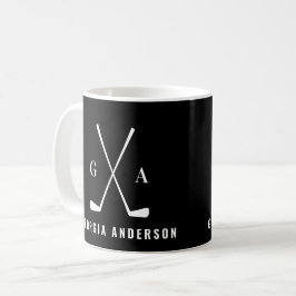 Golf moderne Typografie erste Monogramm schwarz Kaffeetasse