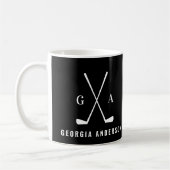 Golf moderne Typografie erste Monogramm schwarz Kaffeetasse (Links)