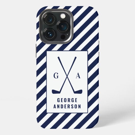 Golf moderne Typografie Initialen Monogramm blau w iPhone Hülle (Hinten)