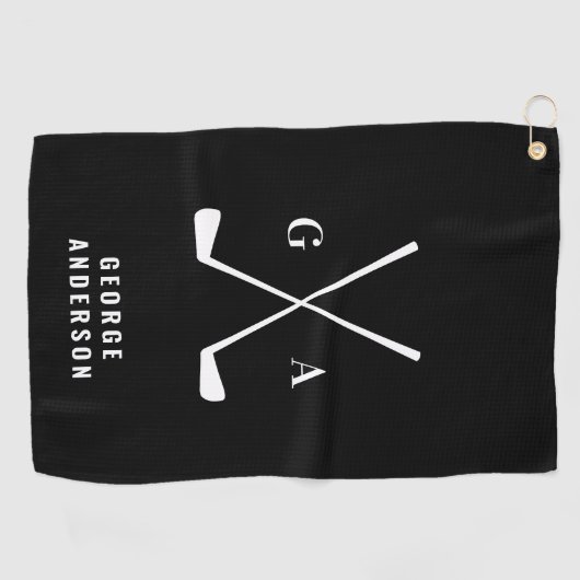 Golf moderne Typografie Initialen monogramm elegan Golfhandtuch (Horizontal)