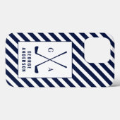 Golf Moderne Typografie Initialmonogramm Blau weiß Case-Mate iPhone Hülle (Rückseite (Horizontal))