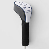 Golf Moderne Typografie Initialmonogramm Blau weiß Headcover (angewinkelt)