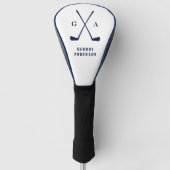 Golf Moderne Typografie Initialmonogramm Blau weiß Headcover (Vorderseite)