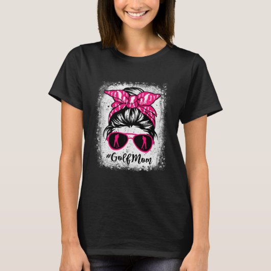 Golf Mom Leopard Messy Bun Sport Mother's Day T-Shirt (Vorderseite)