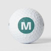 Golf Monogram Custom Initial Aquamarin & White Golfball (Vorderseite)