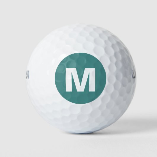 Golf Monogram Custom Initial Aquamarin & White Golfball (Vorderseite)