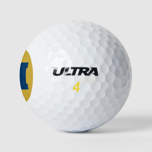 Golf Monogram Custom Initial Blue & Gold Golfball (Logo)