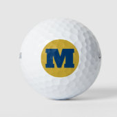 Golf Monogram Custom Initial Blue & Gold Golfball (Vorderseite)