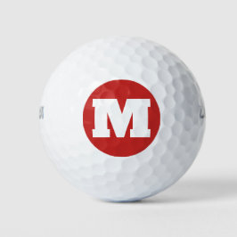 Golf Monogram Custom Initial Red & White Golfball
