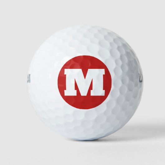 Golf Monogram Custom Initial Red & White Golfball (Vorderseite)