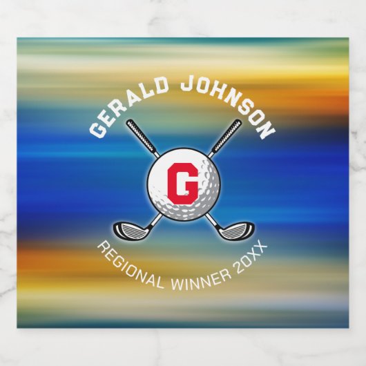 Golf Monogram Design for Golfers Schaumweinetikett (Einzelnes Label)