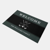 Golf Monogram Family Name Green Doormat Fußmatte (Schrägansicht)