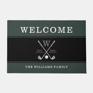 Golf Monogram Family Name Green Doormat Fußmatte