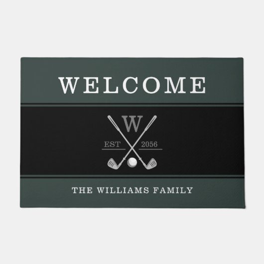 Golf Monogram Family Name Green Doormat Fußmatte (Vorderseite)