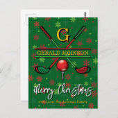 Golf Monogram Frohe Weihnachtsgestaltung Postkarte (Vorne/Hinten)