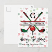 Golf Monogram Frohe Weihnachtsgestaltung Postkarte (Vorne/Hinten)