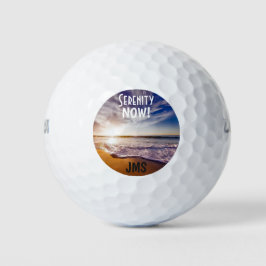 Golf Monogram Funny Humour Beach Serenity Now Golfball