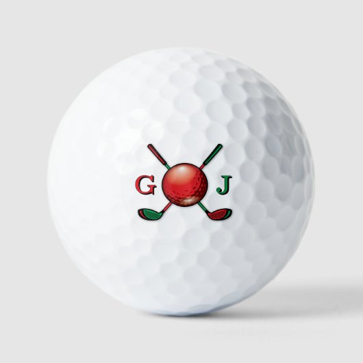 Golf Monogram in Christmas Colors Design Golfball (Vorderseite)
