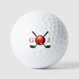 Golf Monogram in Christmas Colors Design Golfball