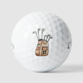 Golf monogram Logo für die erste Aquarelltasche Go Golfball (Vorderseite)