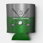 Golf Monogram Metallic Green und Silver Dosenkühler (Rückseite)