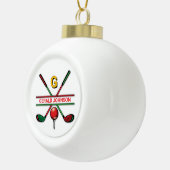 Golf Monogram Metallic Green und Silver Keramik Kugel-Ornament (Rechts)