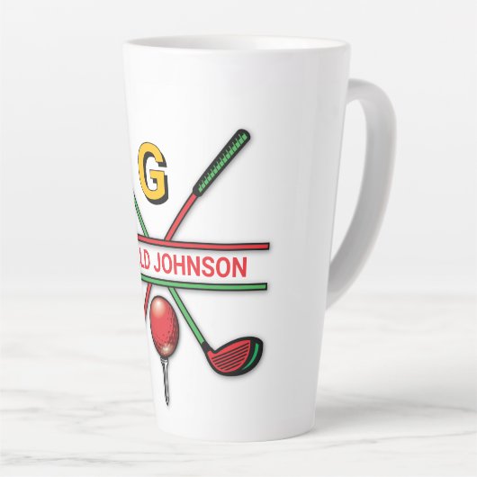 Golf Monogram Metallic Green und Silver Milchtasse (Rechte Ecke)