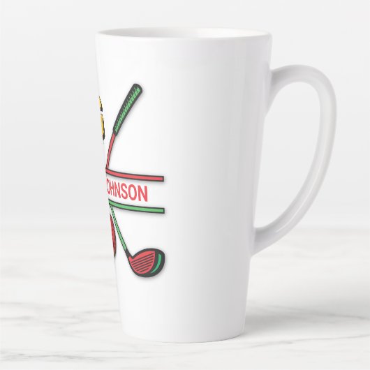 Golf Monogram Metallic Green und Silver Milchtasse (Rechts)