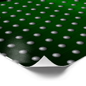 Golf Monogram Metallic Green und Silver Poster (Ecke)