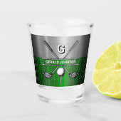 Golf Monogram Metallic Green und Silver Schnapsglas (Vorderseite)