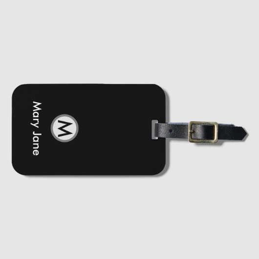 Golf Monogram mit dem Namen schwarz Gepäckanhänger (Vorderseite (Horizontal))